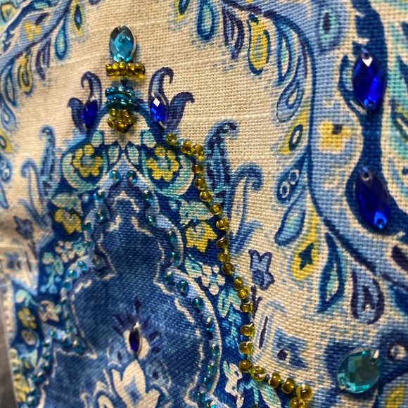 Handmade Denim Jean Jacket Size XS Crystals Beads - Picture 4 of 9